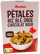 AUCHAN (ALCAMPO) PÉTALOS DE ARROZ, TRIGO, CEBADA CHOCOLATE NEGRO AUCHAN (ALCAMPO) PÉTALOS DE ARROZ, TRIGO, CEBADA CHOCOLATE NEGRO