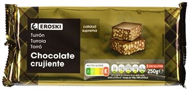 EROSKI TURRÓN DE CHOCOLATE CRUJIENTE EROSKI TURRÓN DE CHOCOLATE CRUJIENTE