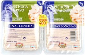 HACENDADO (MERCADONA) PECHUGA DE PAVO EN FINAS LONCHAS HACENDADO (MERCADONA) PECHUGA DE PAVO EN FINAS LONCHAS