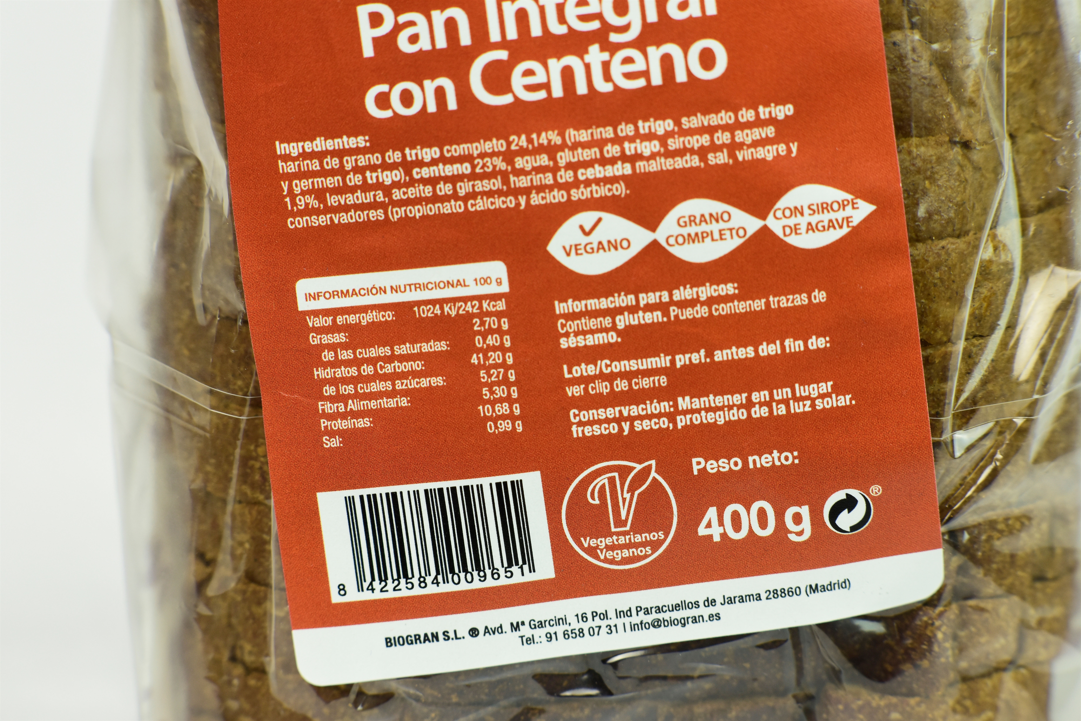 SEMILLAS PAN INTEGRAL CON CENTENO