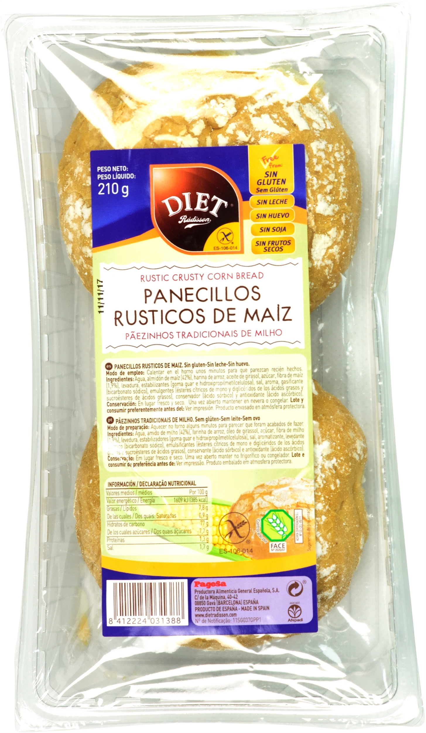 DIET RADISSON PANECILLOS RÚSTICOS DE MAÍZ