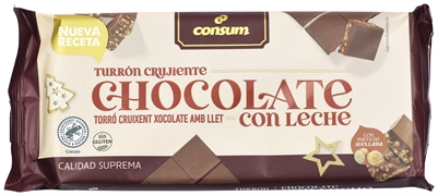 CONSUM Turrón crujiente chocolate con leche