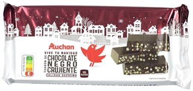 AUCHAN (ALCAMPO) TURRÓN DE CHOCOLATE NEGRO CRUJIENTE