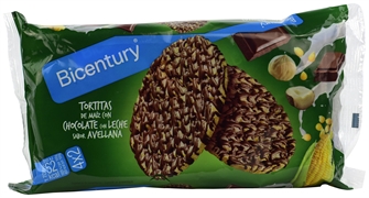 BICENTURY TORTITA DE MAÍZ CON CHOCOLATE CON LECHE SABOR AVELLANA