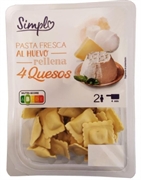 SIMPLY (CARREFOUR) PASTA FRESCA AL HUEVO RELLENA 4 QUESOS