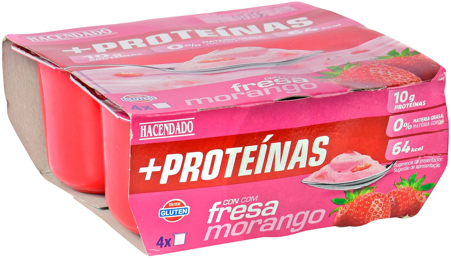 HACENDADO (MERCADONA) PROTEÍNAS SABOR FRESA 0% MG.