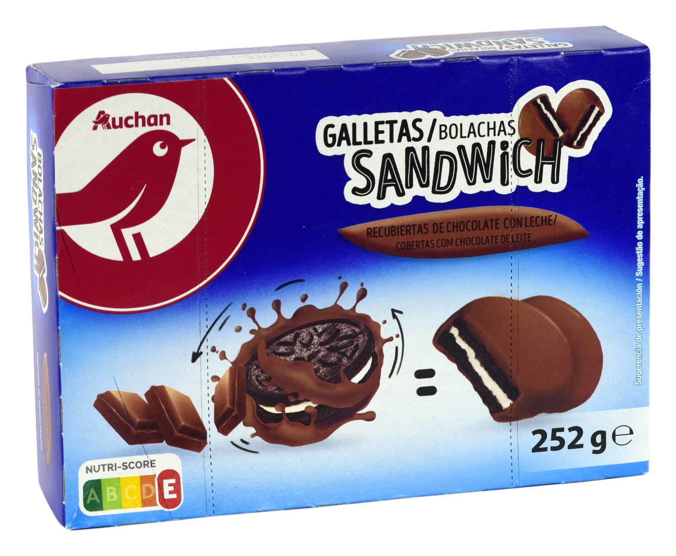 GALLETAS SANDWICH RECUBIERTAS DE CHOCOLATE CON LECHE