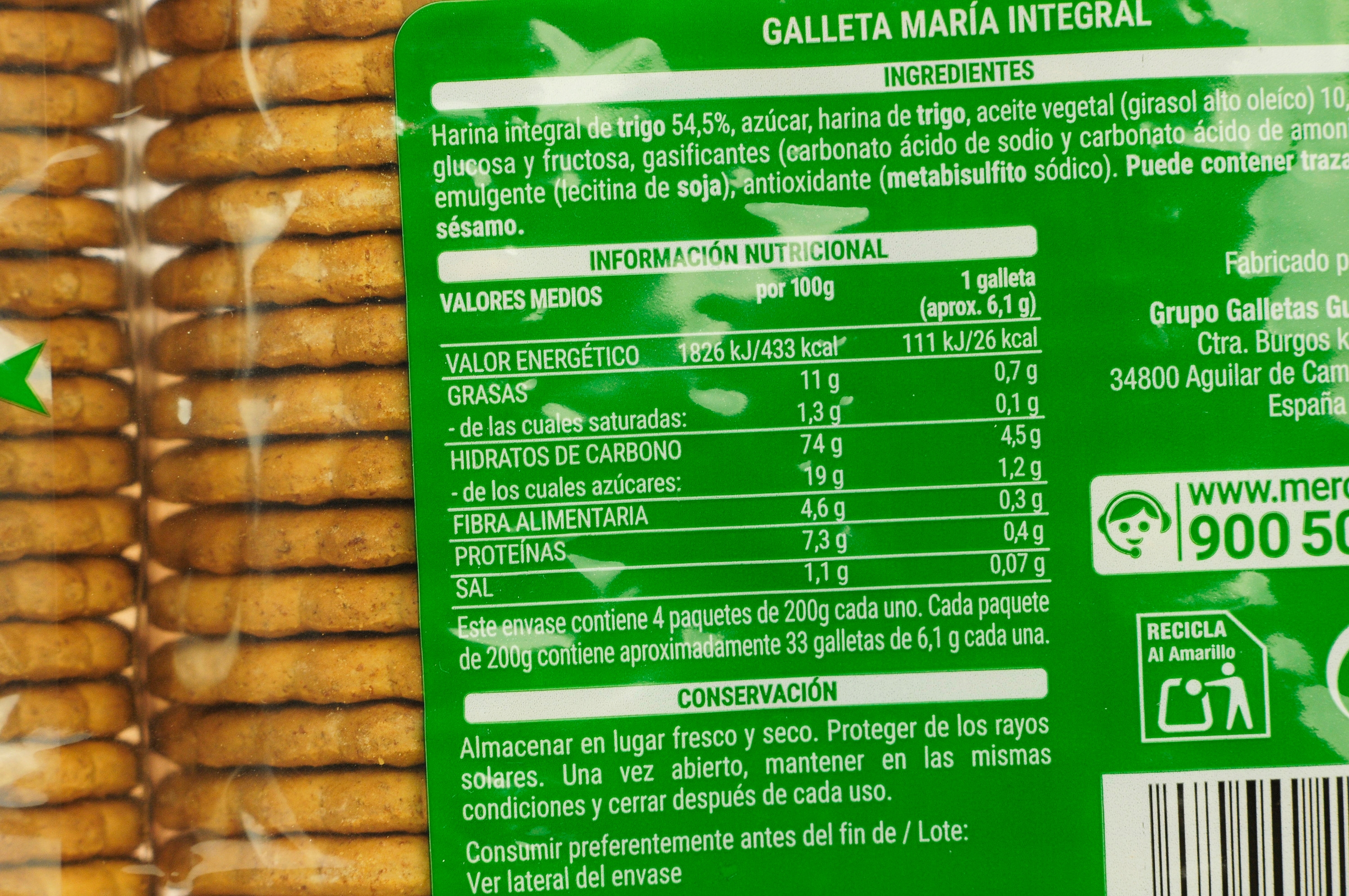 HACENDADO (MERCADONA) MARÍA INTEGRAL.