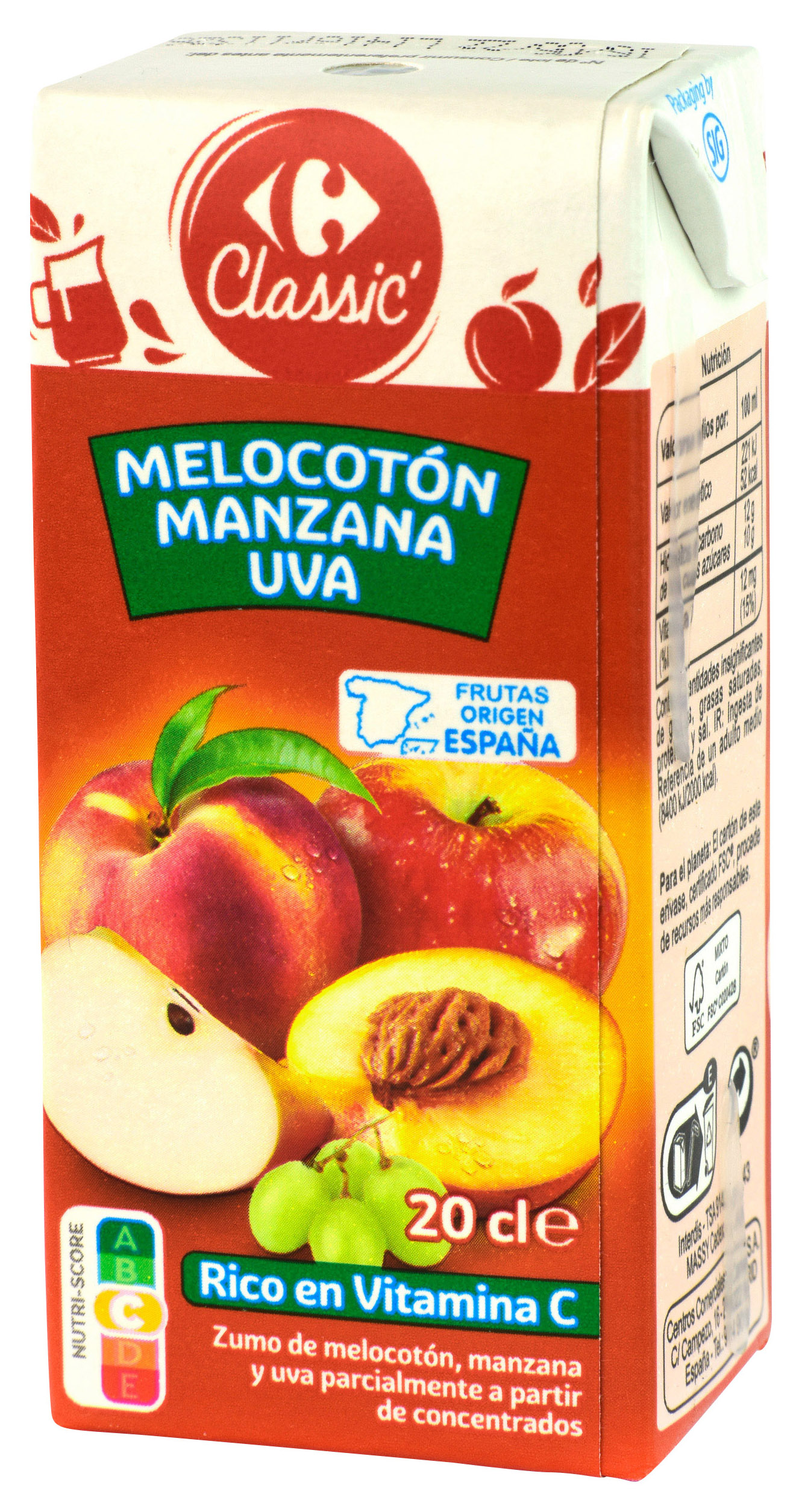 CLASSIC, ZUMO DE MELOCOTÓN, MANZANA Y UVA