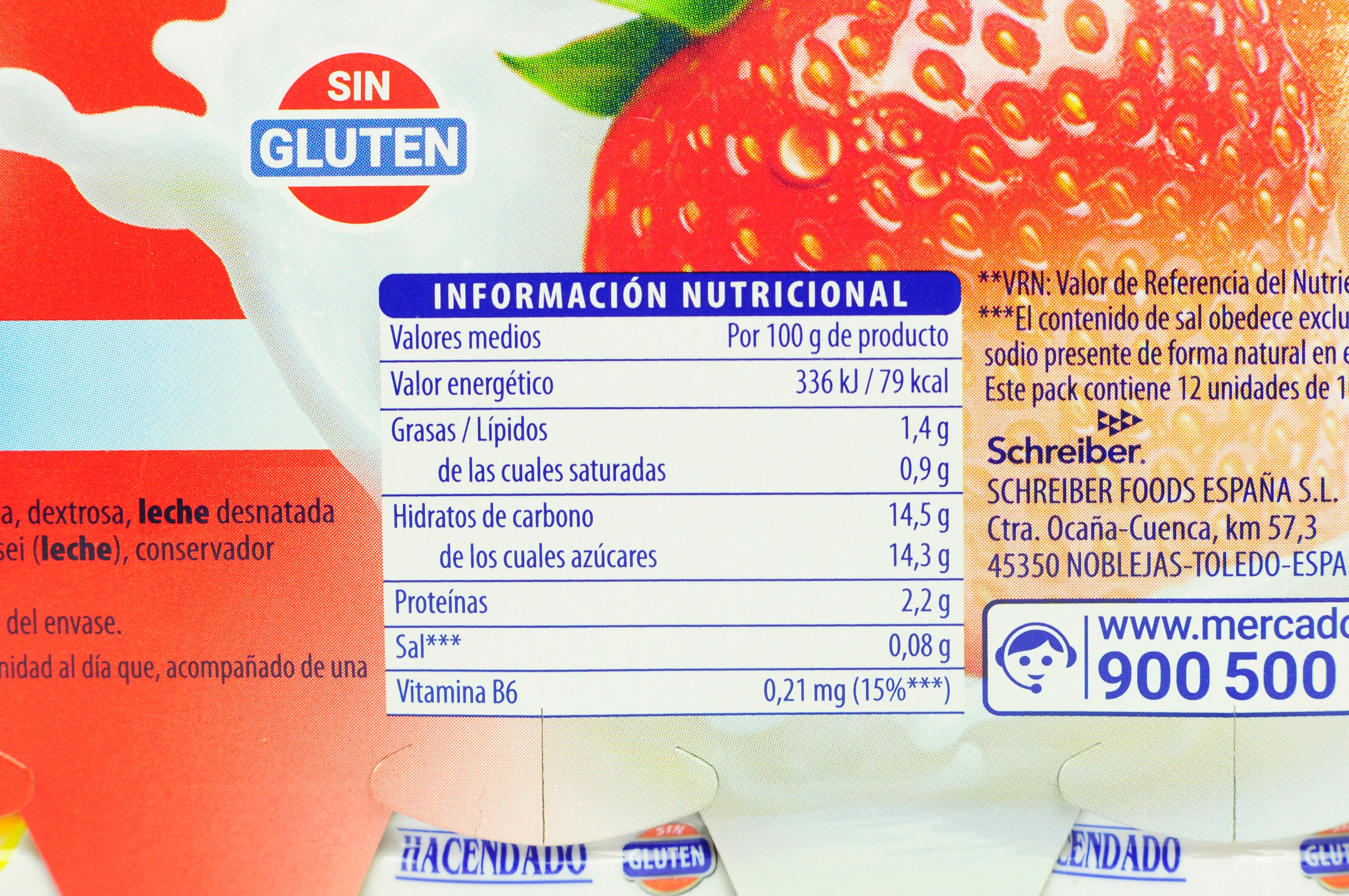 HACENDADO (MERCADONA) LECHE FERMENTADA CON L. CASEI FRESA.
