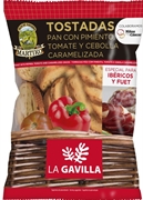 MARTIKO-LA GAVILLA Tostadas de pan con pimiento, tomate y cebolla caramelizada