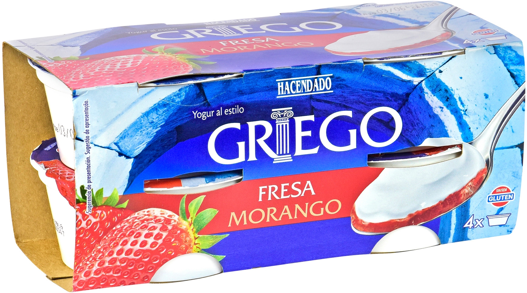 HACENDADO (MERCADONA) YOGUR AL ESTILO GRIEGO FRESA.