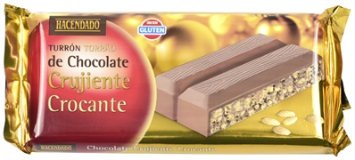 HACENDADO (MERCADONA) TURRÓN DE CHOCOLATE CRUJIENTE