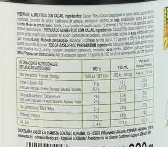 VALOR 70% CACAO NEGRO
