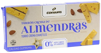 CONSUM TURRÓN CREMA DE ALMENDRAS 0% AZÚCARES AÑADIDOS