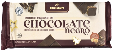 CONSUM Turrón crujiente chocolate negro