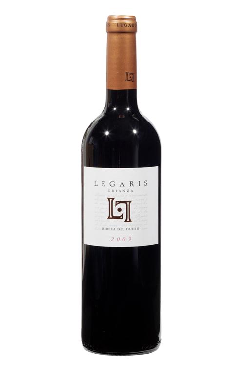 Botella de vino tinto crianza de Bodegas Legaris